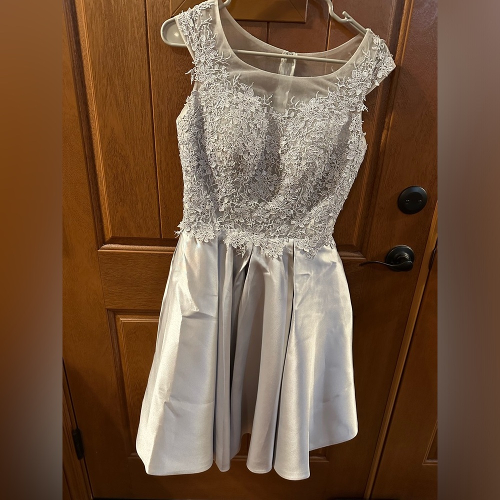 Ericdress silver lace mini dress